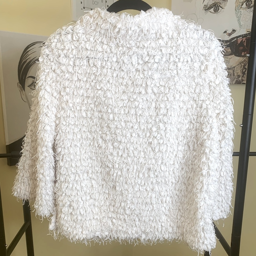 NWT VINCE CAMUTO Eyelash Fringe Popcorn Sweater in Ivory, Size Medium - Picture 6 of 6